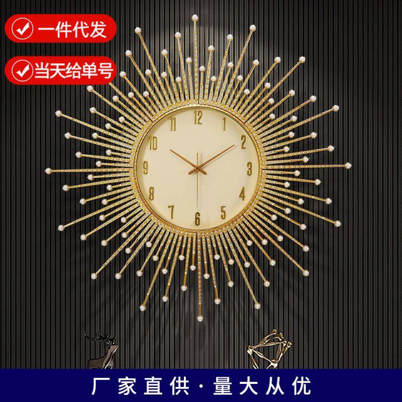 现代轻奢挂钟家用客厅装饰表挂墙创意时尚壁钟玄关简约大号石英钟