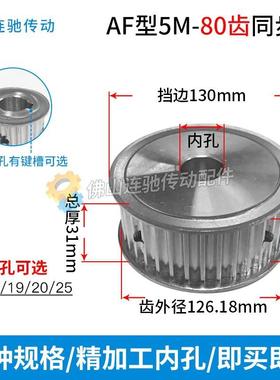 两面平5M80齿通孔同步轮槽宽27AF型同步带轮内孔ø15—ø25