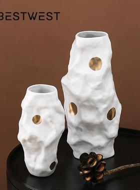 博西家居白色抽象陶瓷花瓶摆件家居门店展厅高档软装饰品花器