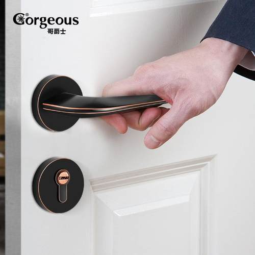 美式黑红古门锁室内简约分体锁家用型木门锁卧室房门锁卫生间门锁