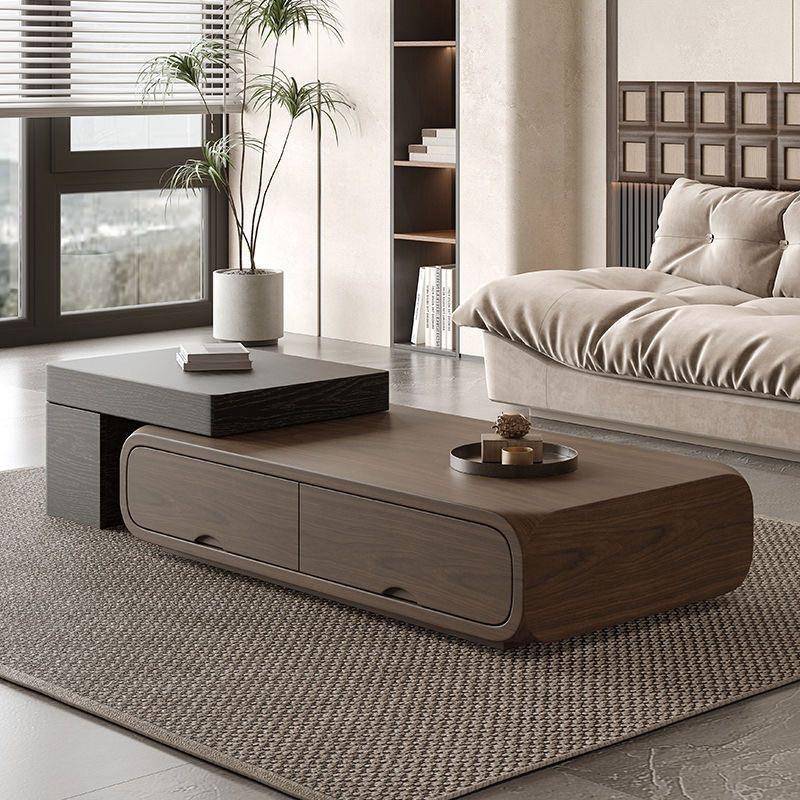 古风意式伸缩茶几小户型胡桃木现代家用客厅组合简约电视柜新款