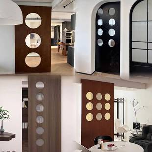 中古风隐形幽灵门厨房卫生间玻璃移动门推拉门无轨悬浮复古洞洞门