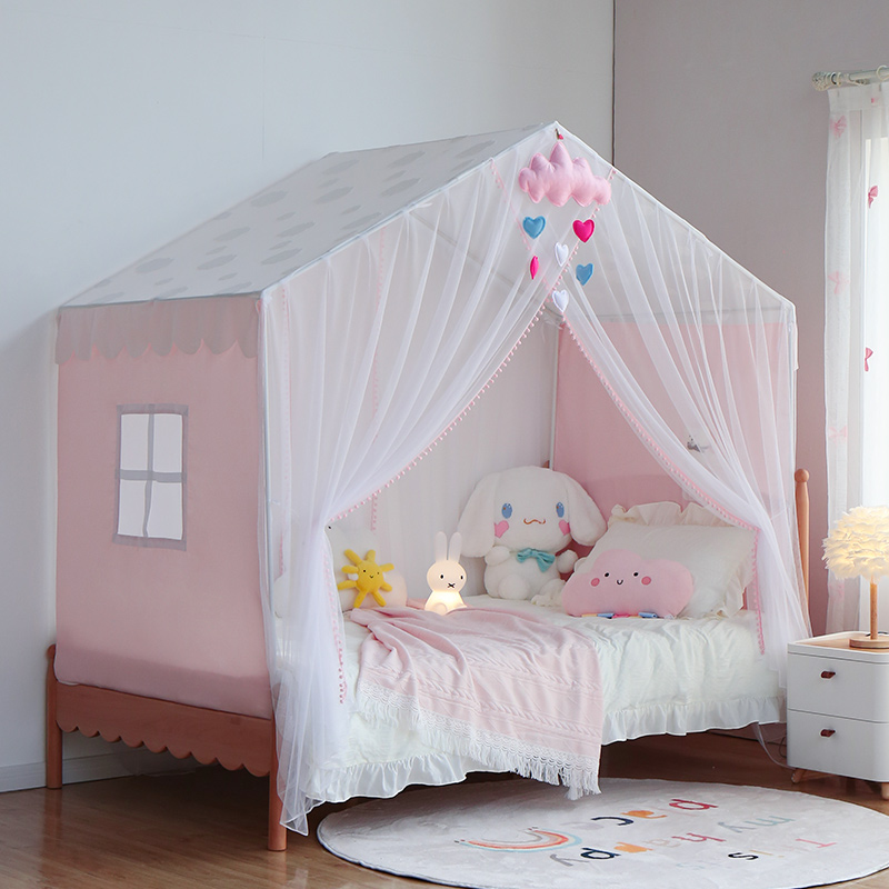 呼呼熊儿童床上帐篷 云朵女孩公主风蚊帐 小O房子游戏城堡分床神