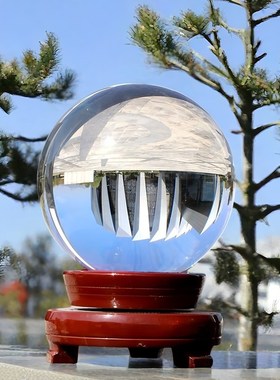 紫色水晶光球玻璃球透明客u厅玄关卧室办公桌乔迁家居摆饰白黄装