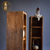 定制实木格子架原木茶壶陶艺展示架长方形创意铺壁挂置物收纳柜
