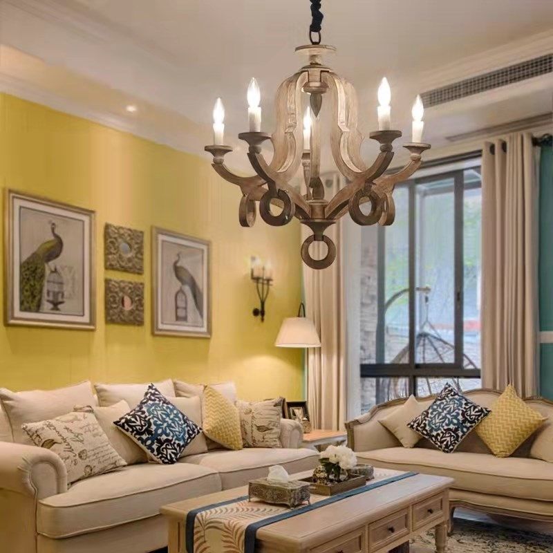 创意美式乡村法式实木简约北欧实木吊灯客厅餐厅卧室走廊复古灯具,家装灯饰光源,客厅吊灯,淘宝优惠券,粉丝福利购,淘宝优惠卷