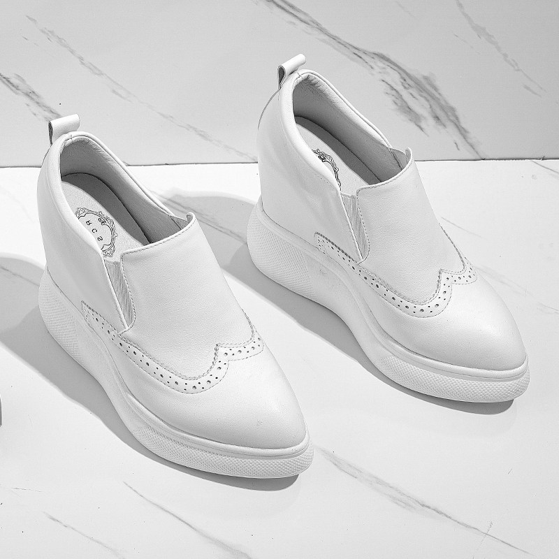 超厚底内增高12cm小白鞋女春季真皮百搭休闲坡跟软底尖头高跟女鞋,女鞋,深口单鞋,淘宝优惠券,粉丝福利购,淘宝优惠卷