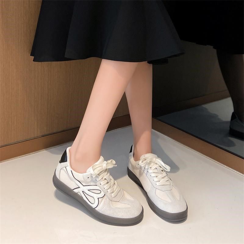 2025春夏新款真皮网面透气增高厚底德训鞋女休闲运动板鞋小白鞋子,女鞋,德训鞋,淘宝优惠券,粉丝福利购,淘宝优惠卷