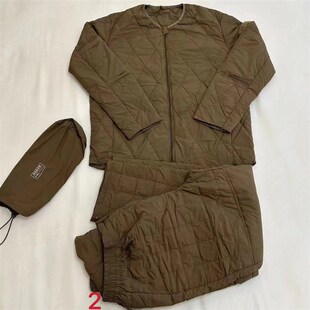 户外土黄色边巡逻羽绒棉衣绒裤衣拉链冬季防寒保暖棉裤套装