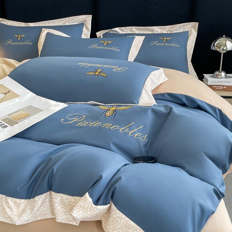 简约轻奢高级感纯色被套四件套亲肤水洗棉床单床笠款被罩床上用品,床上用品,隔脏床品,淘宝优惠券,粉丝福利购,淘宝优惠卷