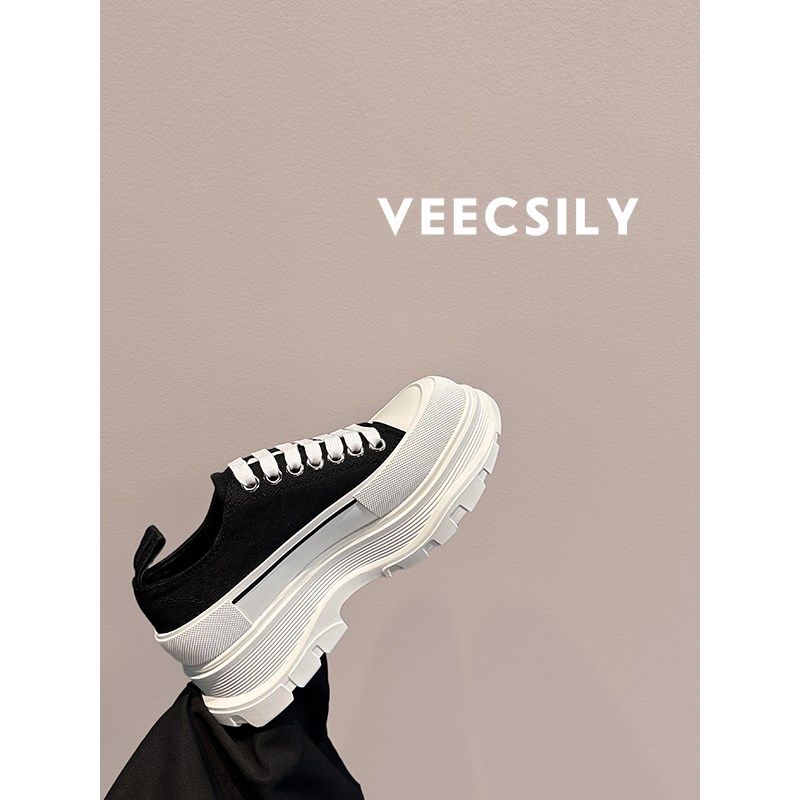 高定~系带帆布厚底增高运动休闲鞋2025春季新款大头百搭小白鞋女,女鞋,时尚休闲鞋,淘宝优惠券,粉丝福利购,淘宝优惠卷