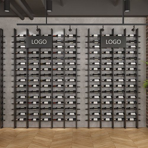 定制简约红酒柜展示架靠墙葡萄酒酒架置物架壁挂隔断屏风酒吧悬挂