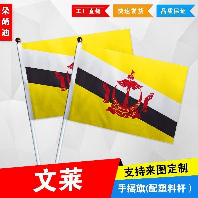 文莱手摇旗7号8号小国旗外国旗活动助威小旗帜手挥旗谈判桌旗