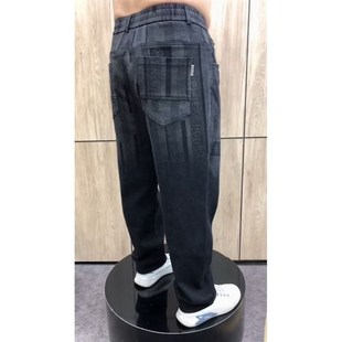 休闲裤 小直筒裤 老爹裤 秋冬季 宽松加肥裤 牛仔裤 中年弹力哈伦裤 男士