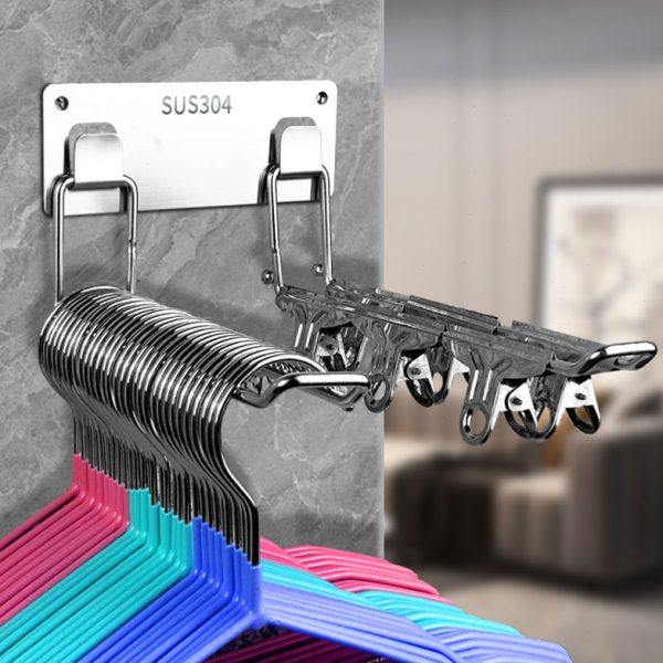 衣架收纳神器不锈钢阳台壁挂式多功能架子免打孔家用整理上墙挂钩,收纳整理,金属衣架,淘宝优惠券,粉丝福利购,淘宝优惠卷