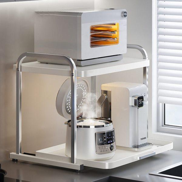 不锈钢微波炉置物架厨房小电器烤箱电饭煲收纳架子台面抽拉式专用,厨房/烹饪用具,微波炉置物架,淘宝优惠券,粉丝福利购,淘宝优惠卷