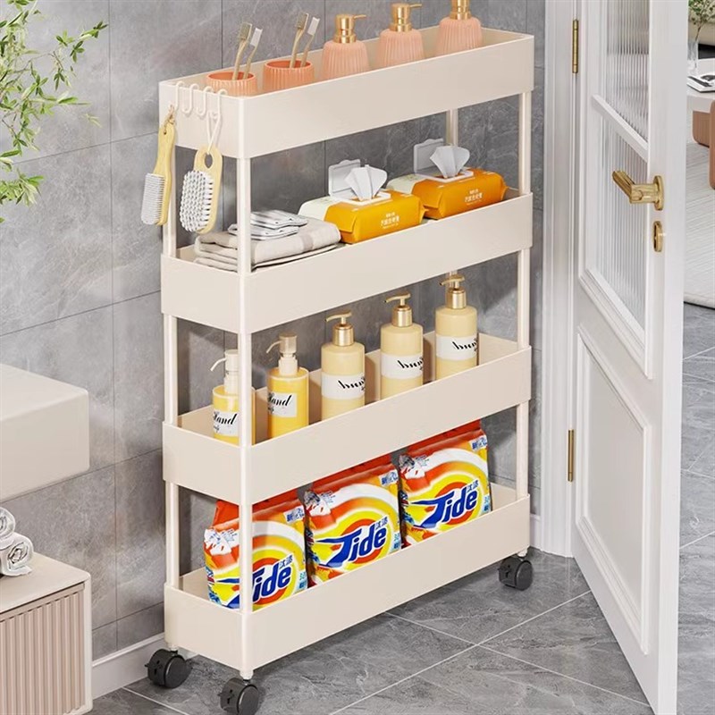 卫生间门后夹g缝收纳柜浴室置物架落地带轮多层可移动超薄缝隙窄