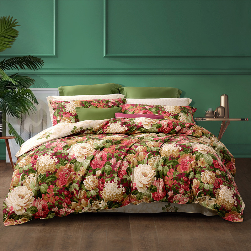 富安娜四件套全棉纯棉双人床单被套被罩网红款结婚床上Z用品复古