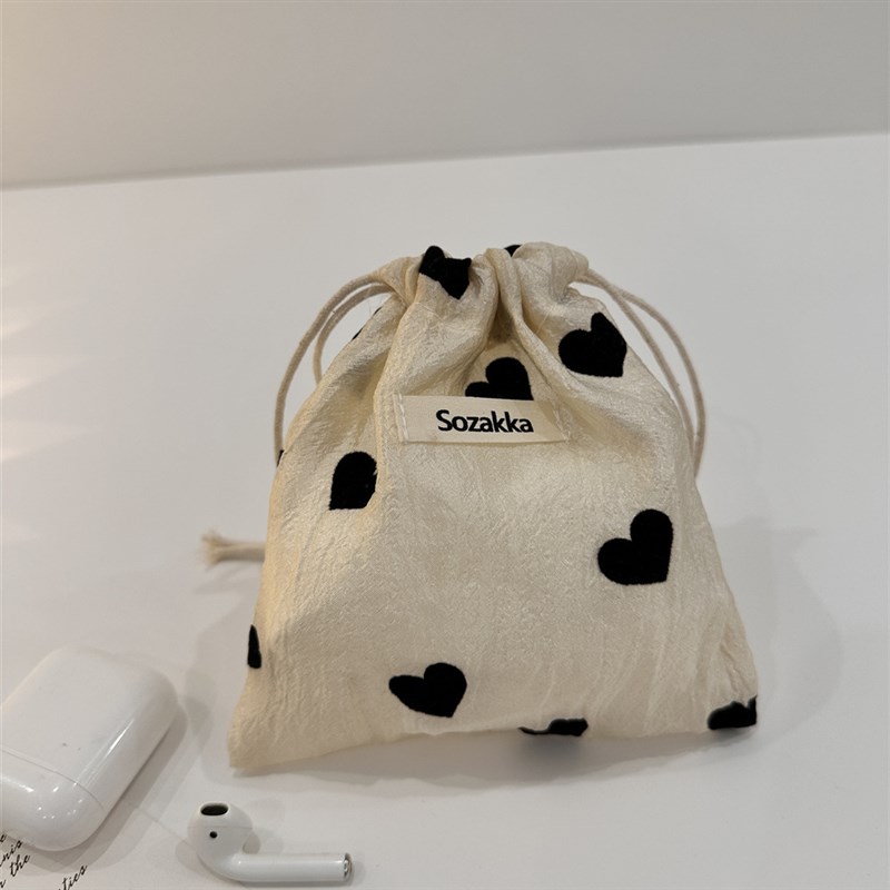 香槟爱心束口袋抽绳小物件收纳袋子布袋N学生杂物便携洗漱袋