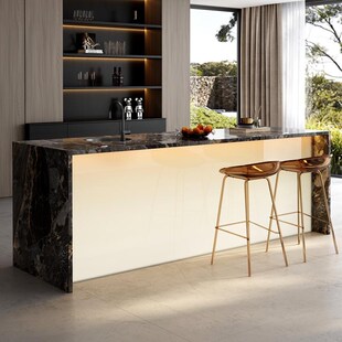 高端定制奢石岛台吧台西厨中导台家用开放式厨房岩板倒台意式极简