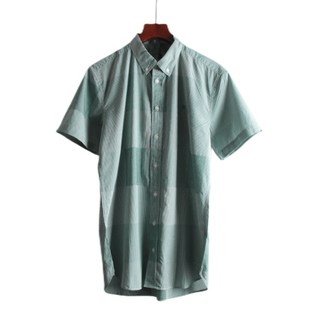 妞妞外单夏季新品棉质格子翻领短袖休闲衬衫8536