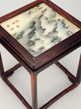 红酸枝微凹黄檀云石炕几红木工艺品盆景奇石底座摆件支持定 制