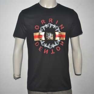 R男装 轻奢LOGO烫钻印花t恤夏潮牌舒适棉半袖 短袖 时尚 圆领T恤衫