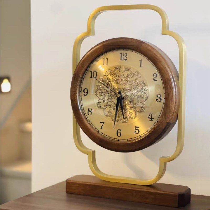 实木黄铜座钟家用新中式客厅桌面双面台钟摆台式时钟摆件钟表坐钟,家居饰品,座钟,淘宝优惠券,粉丝福利购,淘宝优惠卷