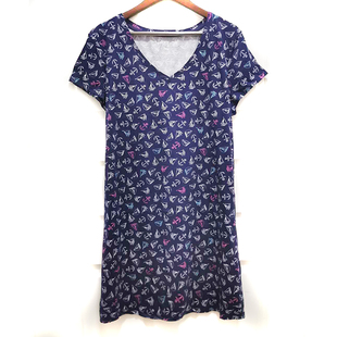 胖mm女士夏季薄款针织短袖大码宽松舒适睡裙家居服