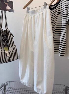 今年流行的白色弯刀裤女夏季薄款梨形身材遮跨显瘦九分裤花苞裤子