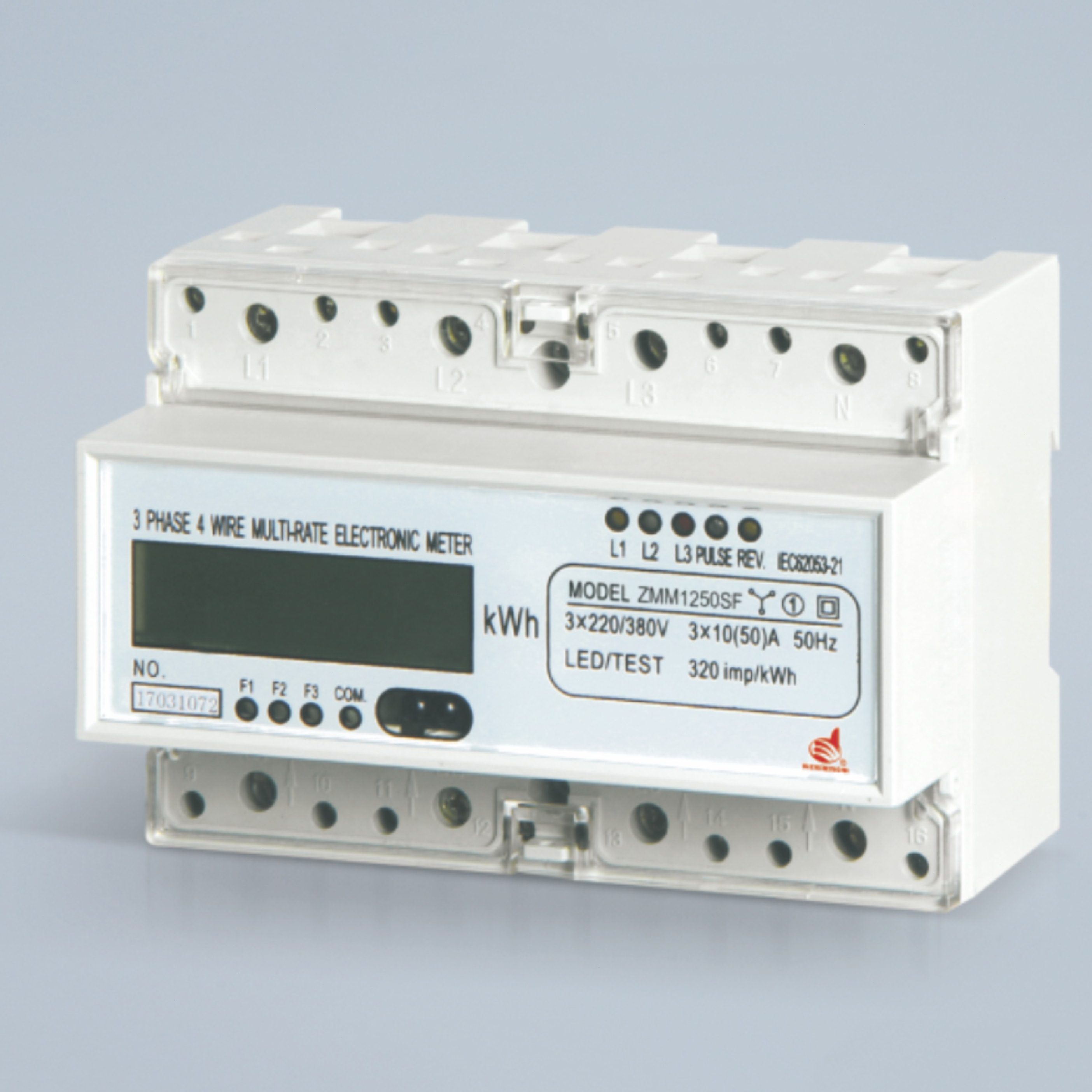 指明集团 ZMM1250SA 导轨式三相电能表 LCD液晶显示 3X220/380V