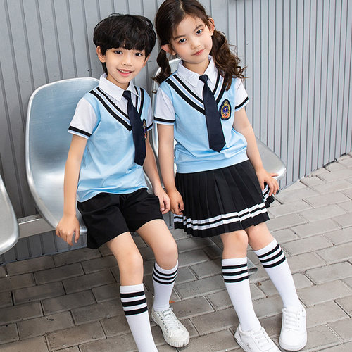 幼儿园园服夏季初中小学生校服套装男女童黄色班服短袖儿童两件套