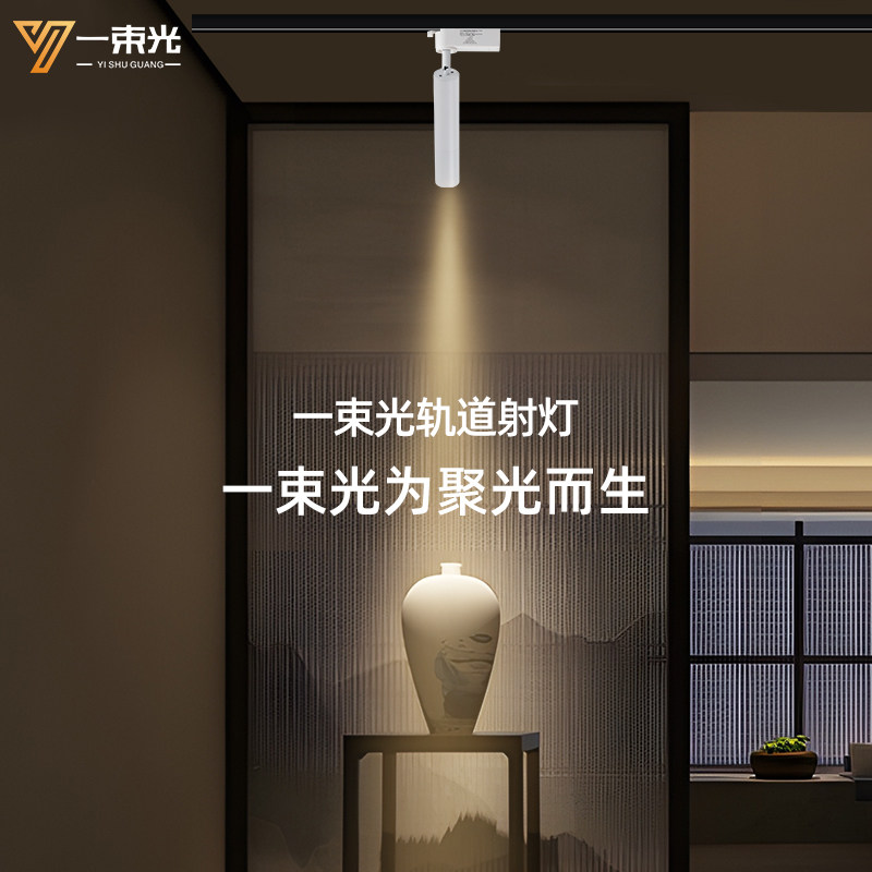 一束光聚光射灯二线轨道茶室博物馆商用餐饮吧台两线led滑轨白色,家装灯饰光源,轨道灯,淘宝优惠券,粉丝福利购,淘宝优惠卷