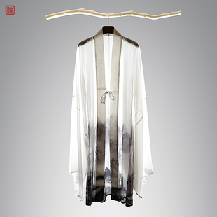 印花男士 复古风男装 仙气开衫 中国风长款 魏晋大袖 改良汉服男夏季 衫