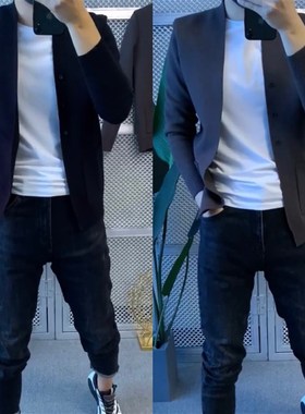 899秋季男士针织开衫简单纯黑灰色毛衣外套上衣商务休闲2021新款