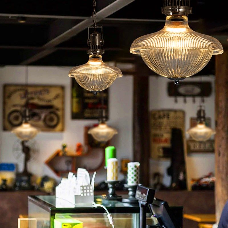 法式中古餐厅吊灯透光玻璃灯罩美式工业风咖啡店吧台书桌上方吊灯,家装灯饰光源,餐厅吊灯,淘宝优惠券,粉丝福利购,淘宝优惠卷