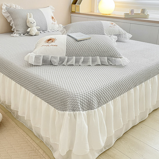 夏季 夏天软乳胶席 凉感冰豆豆冰丝凉席三件套可水洗少女床裙床笠款