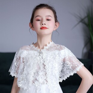 2021春夏家儿童小披肩花童礼服拍摄外搭蕾丝钻扣韩版小外套女可爱