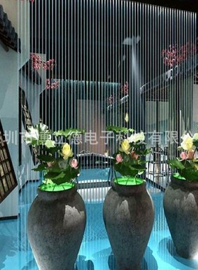 广东现代光纤数控拉线水帘水景屏高空喷泉摆件流水墙隔断简约