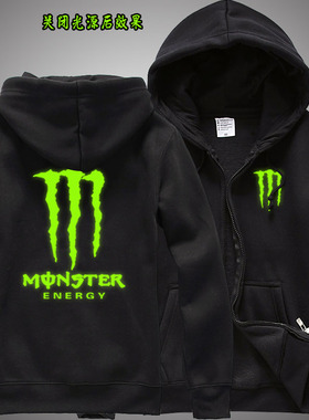 男春装拉链开衫蓝色绿色夜光卫衣爪子户外机车 外套