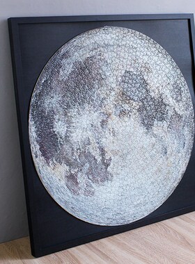 月球拼图框实木相框67.3厘米圆形月球月亮地球拼图铝合金专用框
