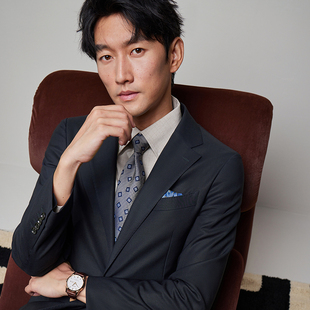 黑色商务正装 羊毛西装 男士 新郎结婚礼服西服套装 高支数160支