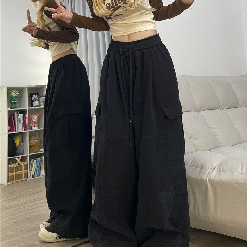 美式工装裤女春秋季高街辣妹宽松直筒阔腿裤百搭休闲束脚长裤子潮,女装/女士精品,休闲裤,淘宝优惠券,粉丝福利购,淘宝优惠卷