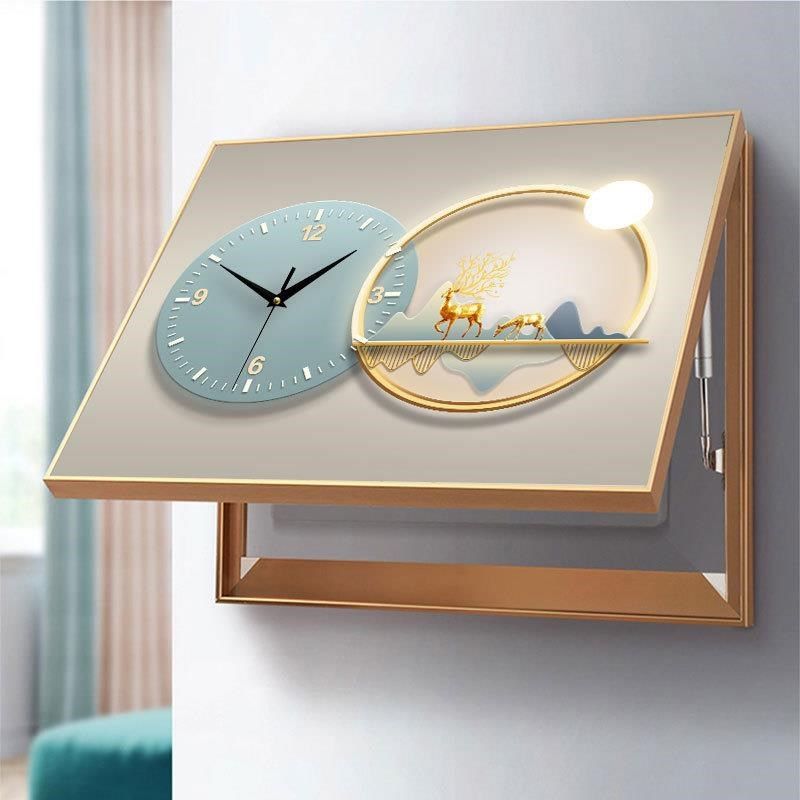 速发厂促电箱遮挡电表箱装饰画带钟表G免打孔挂画客厅.挂钟画现代,家居饰品,电表箱装饰画,淘宝优惠券,粉丝福利购,淘宝优惠卷