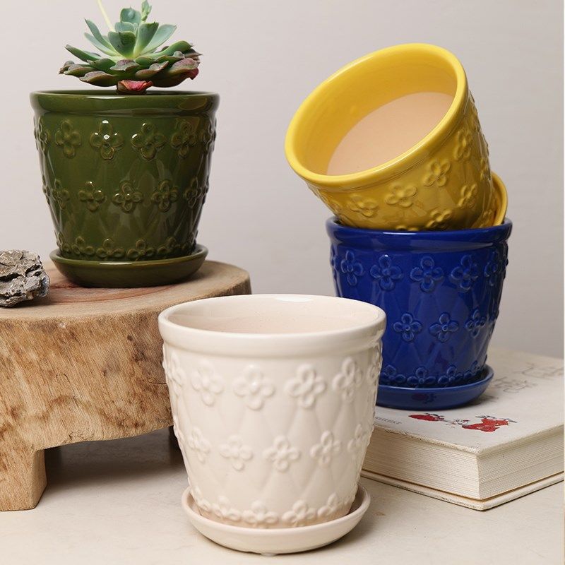 纯色陶瓷创意个性花盆简约大口径透气陶器多肉鲜绿植盆器,家居饰品,花盆,淘宝优惠券,粉丝福利购,淘宝优惠卷