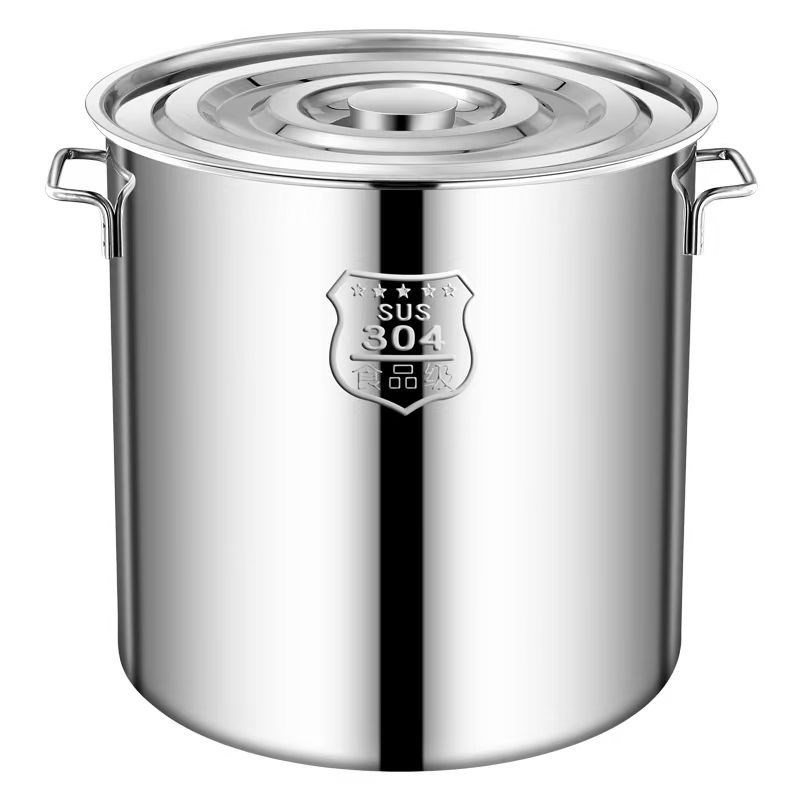 商用卤肉304不j锈钢圆桶带盖汤锅超厚家用水桶大容量汤桶熬汤特厚