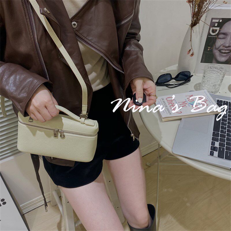 LP头层c牛皮荔枝纹真皮饭盒包女士真皮包盒子包