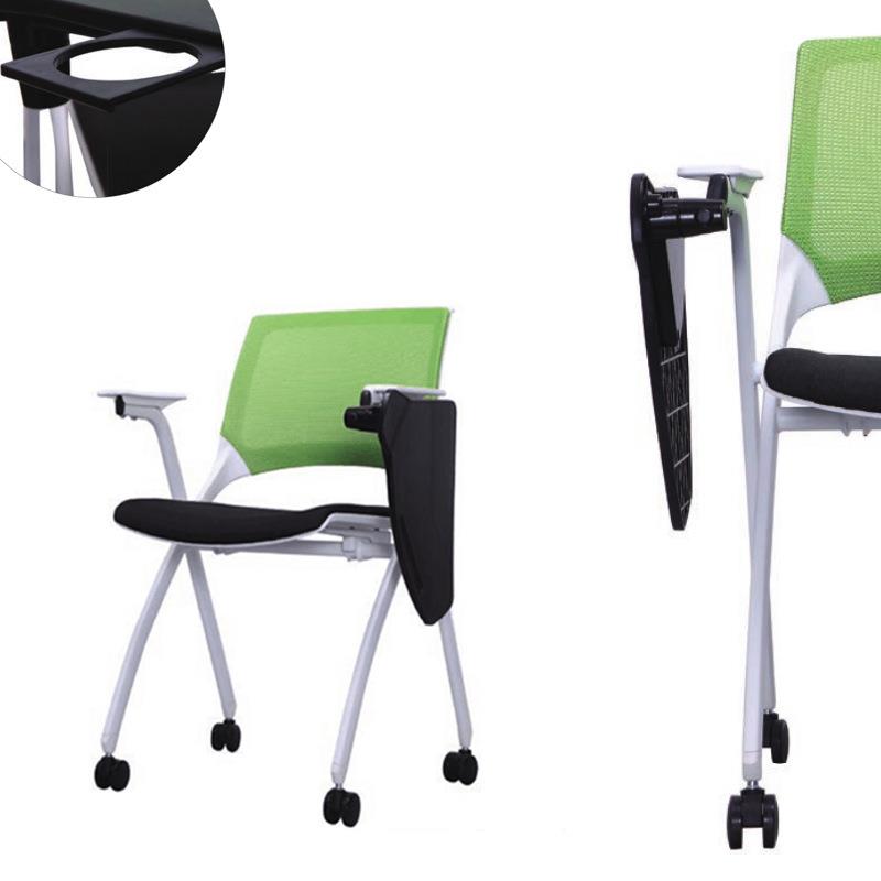 简约记者椅培训椅折叠移动会议室办公椅子带写字板书桌板椅会议椅