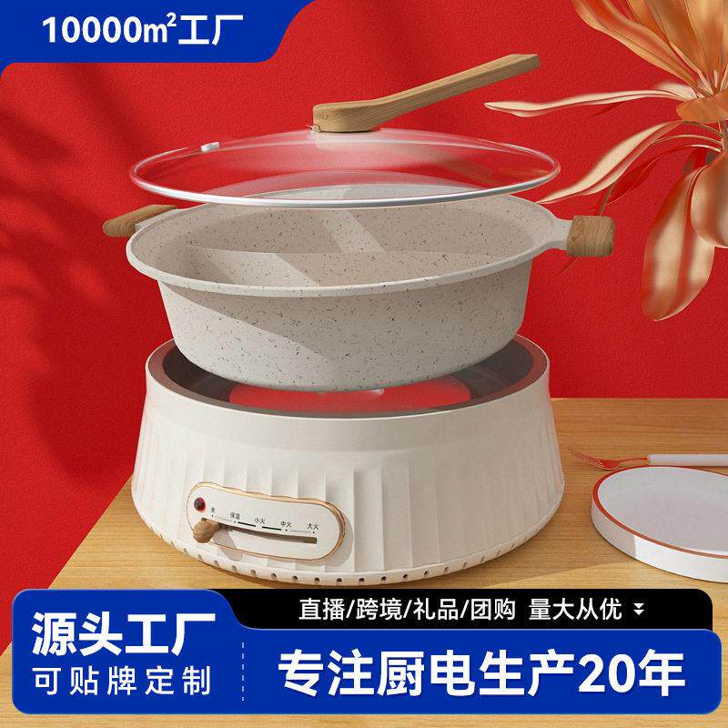 绿阳多功能分体鸳鸯锅宿舍不粘锅电煮锅电热火锅大容量礼品