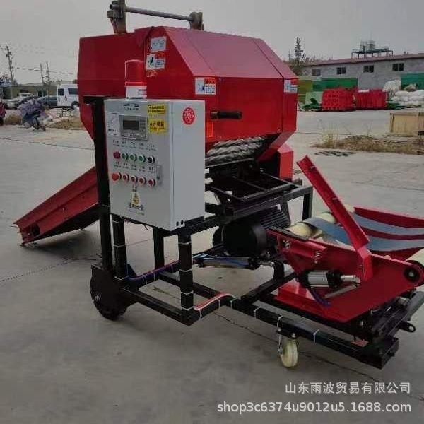 青储打包机农用玉米秸秆牧草青贮饲料包膜机全自动打捆包膜一体机
